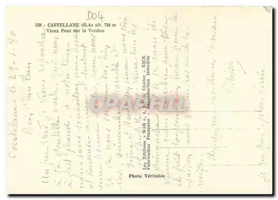 Stary Most nad Verdonem — Castellane (B.A.) — Wydawnictwo «MAR» — Rewers