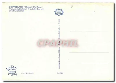 Castellane (Alpi di Provenza) — Vista generale dal passo des Lèques, Strada Napoléon — Cing — Verso