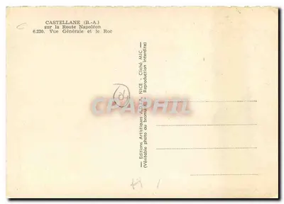 Castellane (B.-A.) — Vista general y el Roc — Ediciones Artísticas A.D.A. NICE — Reverso