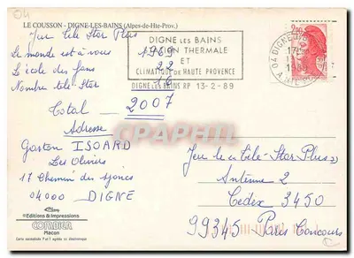 Le Cousson — Estabelecimento termal — Éditions & Impressions Macon — Verso