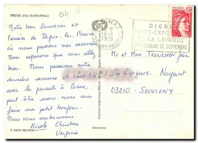Digne-les-Bains — widok panoramiczny i zabytki — wydawca Digne-les-Bains — Rewers
