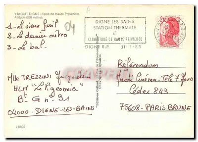 Digne — widok panoramiczny, ulica La Chauvinière, most i basen — Wydawnictwo Collard — Rewers