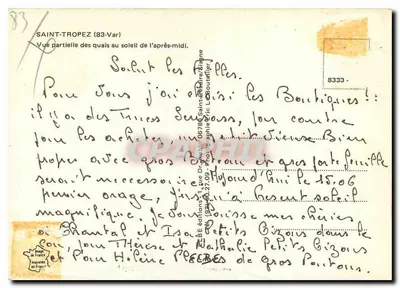 Saint-Tropez (83-Var) — Częściowy widok nabrzeży w południowym świetle — Wydawca: L. Boudet — Rewers