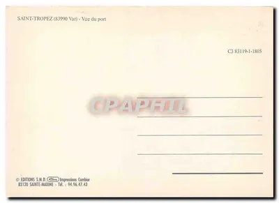 Saint-Tropez — Widok z portu — Wydawnictwo S.M.D. nr C3 83119-1-1805 — Rewers