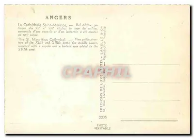 Angers — Catedral de São Maurício — Editor Estel — Verso