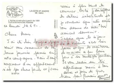 Igreja de La Côte-Saint-André — vista externa das abside — editor Grenoble, n° 229 — Verso