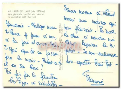 Villard de Lans — Ogólny widok, Col de l'Arc i Cornafion — Wydawnictwo Grenoble — Rewers