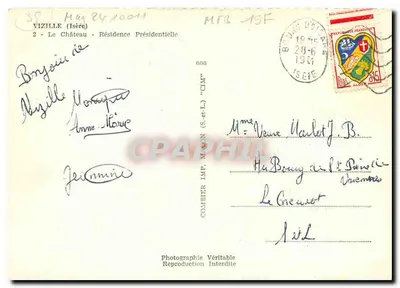 Vizille (Isère) — O Castelo — Residência Presidencial — Combier Imp. M.A.N. (S.-St-L.) — Verso