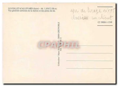Le Collet d'Allevard — vista aérea da estação e das pistas de esqui — Coleção 'Alpes Souvent' — n° C5 38006-1-1248 — Verso