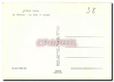 Vizille (Isère) — O Castelo : A Sala de Jantar — Service Commercial Manuscrits Historiques, Grand Palais, Paris — Verso