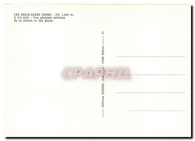 Les Deux-Alpes — Ogólny widok stacji i tras — Éditions Jansol, Mâcon — Rewers