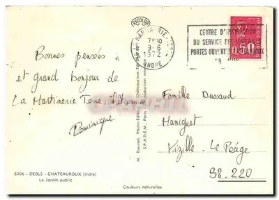 Ogród publiczny — Châteauroux (Indre) — S.P.A.D.E.M., Paris — Rewers