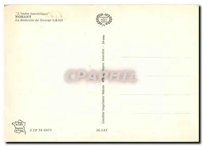 Nohant — Demeure de George Sand — Imprimeur Combier — Verso