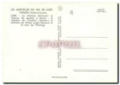 Zamek nad Wienne — Chinon (Indre-et-Loire) — Wydawnictwo Valoire — Rewers