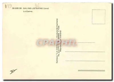 Salins-les-Bains — Het Casino — Uitgave 'La Cigogne' — Achterkant