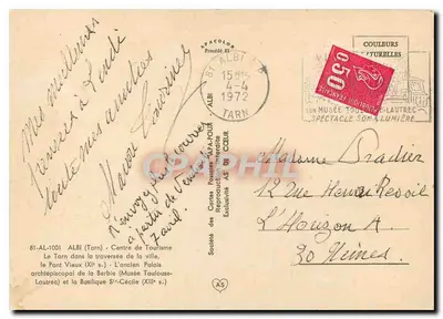 Albi — O Tarn, o Ponte Velho e a Basílica Santa Cécile — Sociedade das Cartas Postais APA-POUR — Verso
