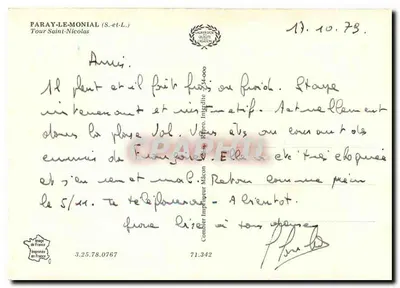 Paray-le-Monial — Torre São Nicolau e fonte florida — Cing — Verso