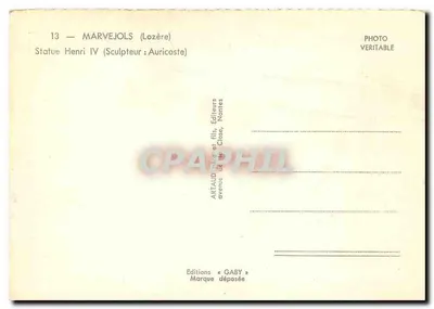 Marvejols — Estátua de Henri IV — Escultor: Auricoste — Verso