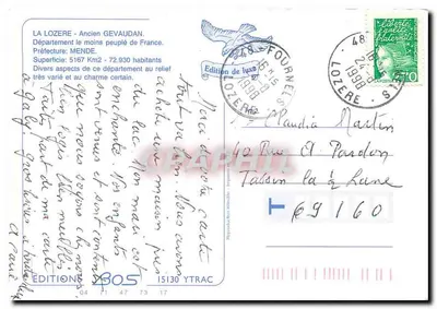 Gévaudan — Os Causses do Larzac — Edição de luxo, 48 Lozère — Verso