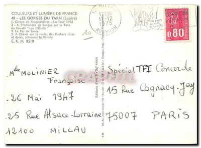 As Gorges do Tarn — 5 vistas — Éditions d'art Yvogt, Paris — Verso