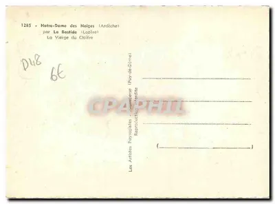 Bilhete postal moderno Nossa Senhora das Neves Ardèche pela Bastide Lozère A Virgem do Cloître — Verso