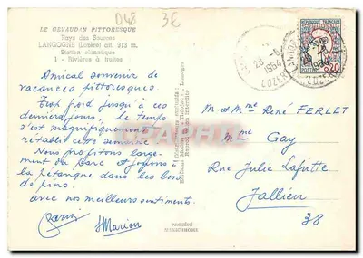 O Gevaudan pitoresco — País das Fontes, Langogne (Lozère) — editor IRIS — Verso