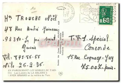 Gorge Tarn — Aven Armand — Société des Cartes Postales Interdites — Rewers