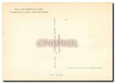 Le Gorge du Tarn — Promenade in barca nei Detti — Edizioni d'Arte Merceau Cartière — Verso