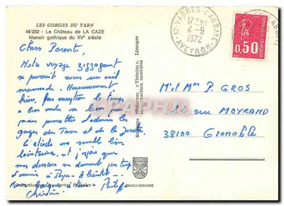 Les Gorges du Tarn — Zamek La Caze — wydawca MEXICHROME, nr 48/232 — Rewers