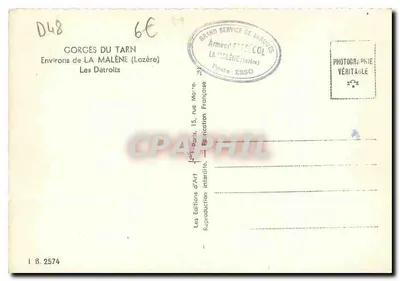 Gorges du Tarn — Environs de La Malène (Lozère) — Les Éditions d'Art Armand Méricol — Verso