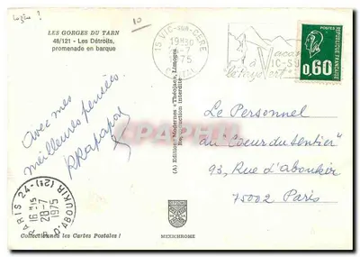 Les Gorges du Tarn — promenade en barque — Éditions « Théodèces », Limoges, n°48/121 — Rewers