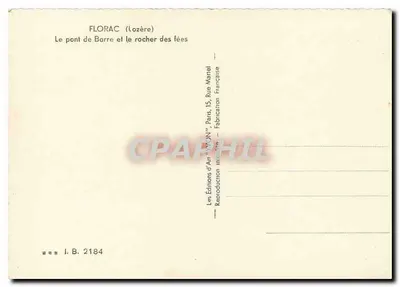 Florac (Lozère) — O Ponte de Barre e a Rocha das Fadas — Les Éditions d'Art 'MON' — Verso