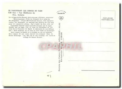 Gorges du Tarn — Vue Générale de Ste. Enimie — Société des Cartes Postales APA-POUX - ALBI — Verso