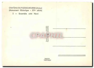 Castelo de Plessis-Bourré — Conjunto lado Norte — Foto Evers, Angers — Verso