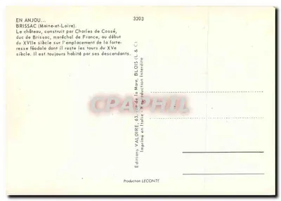 Castelo de Brissac — Maine-et-Loire — Edições Valoire, n°3203 — Verso