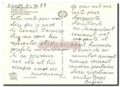 Bauge-le-Vieux — Igreja com abóbada em hélice — Editor P. Ciey — Verso