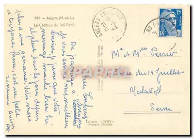 Zamek Króla Renego — Angers (M.-et-L.) — Wydawnictwo Gaby, nr 120 — Rewers