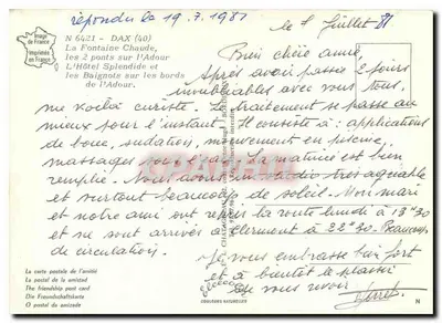 Dax — Recordações de Dax — Editor Elcie, série N 6421 — Verso