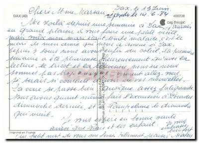 Dax — Plac Thiers, Areny, Ogród Potinière, Widok z powietrza, Fontanna ciepłej wody — Wydawnictwo Larue — Rewers