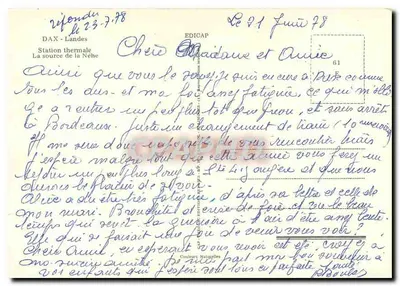 Dax — Estação Termal Fonte da Néhe — Editor DAX — Verso