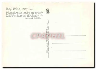 Rosto das Landas — Paisagem outonal no lago d'Uza — Vignes — Verso