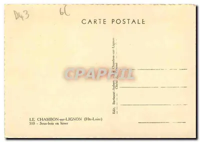 Le Chambon-sur-Lignon — Las zimowe w lesie — wyd. Barbezat-Aubert, zdjęcie A. Decené — Rewers