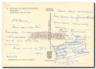 Trogloodytes na rocha — No país dos Loire pitorescos — Editores ARTA DE FRÈRES, NANTES-CARQUEFOU — Verso