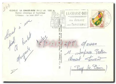 A Abadia de La Chaise-Dieu — vista interior — Ed. La Chaîne, Lugar de fabricação André Leconte — Verso