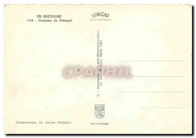 Mulher em traje de Paimpol — Bretagne — editor Lumicap, n°61 — Verso