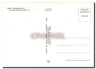Le Pont Valentré — Cahors (Lot) — Société des Cartes Postales APA-ROUX — Rewers