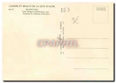 Góry Ollioules — widok na zamek Evenos — Éditions Asia, Bandol, nr 10-17 — Rewers