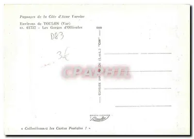 Góry Ollioules — Okolice TOULON (Var) — Wydawca Comblier — Rewers