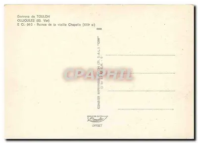 Ruínas da antiga capela — Ollioules (83, Var) — Combier Naturelles — Verso