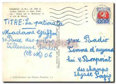 Thorenç (A.M.) — Visão sobre a Montanha e o Col de Bleyne — CIMY — Verso